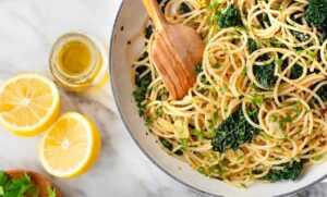 Garlic Lemon Vegan Spaghetti Recipe(Dairy-Free,&Healthy) 10 Min