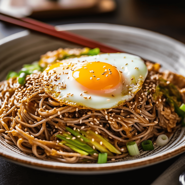 Chinese Soba Noodle Recipe with Green Pepper and Egg